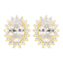 Sterling Silver 925 Earring Golden Plated Embedded With White Zircon