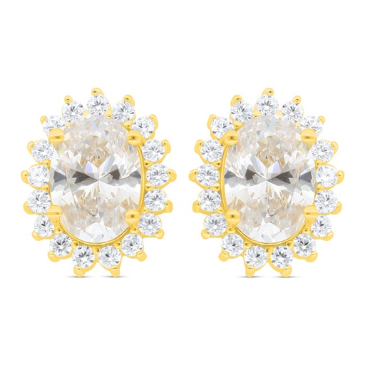 [EAR02WCZ00000C439] Sterling Silver 925 Earring Golden Plated Embedded With White Zircon
