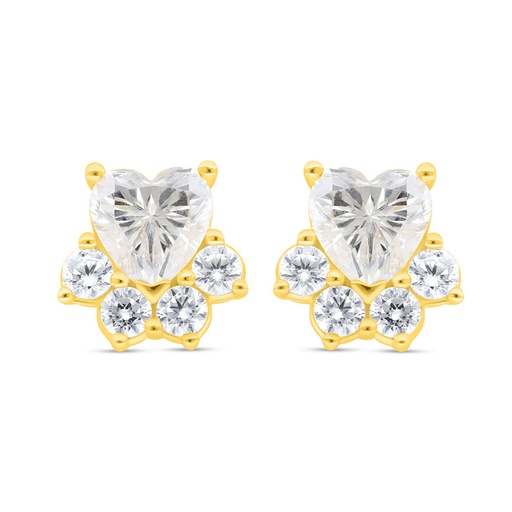 [EAR02WCZ00000C440] Sterling Silver 925 Earring Golden Plated Embedded With White Zircon