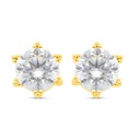 Sterling Silver 925 Earring Golden Plated Embedded With White Zircon