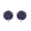 Sterling Silver 925 Earring Rhodium Plated Embedded With Sapphire Corundum 