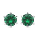 Sterling Silver 925 Earring Rhodium Plated Embedded With Emerald Zircon