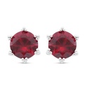 Sterling Silver 925 Earring Rhodium Plated Embedded With Ruby Corundum