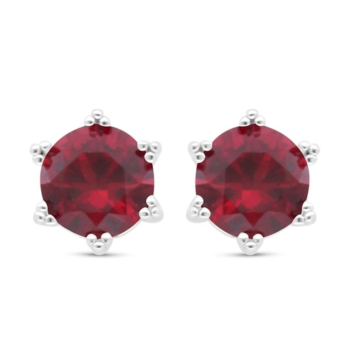 [EAR01RUB00000C441] Sterling Silver 925 Earring Rhodium Plated Embedded With Ruby Corundum