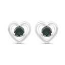 Sterling Silver 925 Earring Rhodium Plated Embedded With Emerald Zircon