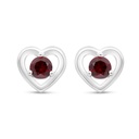 Sterling Silver 925 Earring Rhodium Plated Embedded With Ruby Corundum