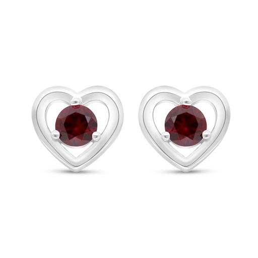 [EAR01RUB00000C442] Sterling Silver 925 Earring Rhodium Plated Embedded With Ruby Corundum