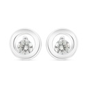 Sterling Silver 925 Earring Rhodium Plated Embedded With White Zircon