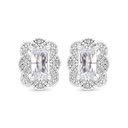 Sterling Silver 925 Earring Rhodium Plated Embedded With White Zircon