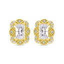 Sterling Silver 925 Earring Gold Plated Embedded With White Zircon