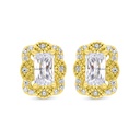 Sterling Silver 925 Earring Gold Plated Embedded With White Zircon