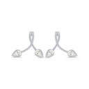 Sterling Silver 925 Earring Rhodium Plated Embedded With Yellow Zircon And White Zircon