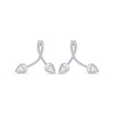 Sterling Silver 925 Earring Rhodium Plated Embedded With Yellow Zircon And White Zircon