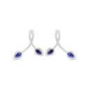 Sterling Silver 925 Earring Rhodium Plated Embedded With Sapphire Corundum And White Zircon