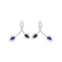 Sterling Silver 925 Earring Rhodium Plated Embedded With Sapphire Corundum And White Zircon