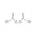 Sterling Silver 925 Earring Rhodium Plated Embedded With Pink Zircon And White Zircon