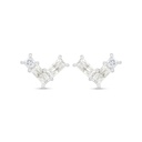 Sterling Silver 925 Earring Rhodium Plated Embedded With Yellow Zircon And White Zircon