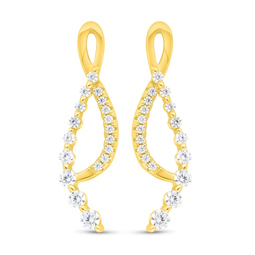 [EAR02WCZ00000C449] Sterling Silver 925 Earring Gold Plated Embedded With White Zircon