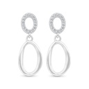 Sterling Silver 925 Earring Rhodium Plated Embedded With White Zircon