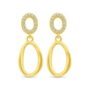 Sterling Silver 925 Earring Gold Plated Embedded With White Zircon