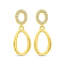 Sterling Silver 925 Earring Gold Plated Embedded With White Zircon