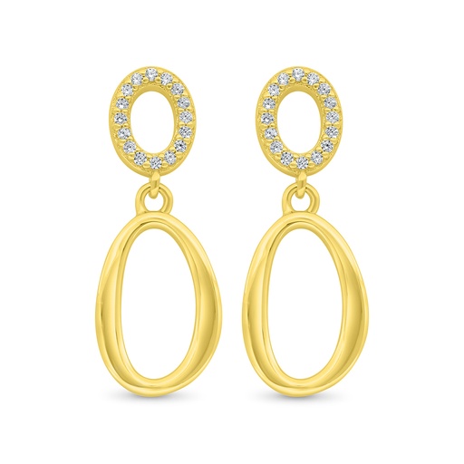 [EAR02WCZ00000C453] Sterling Silver 925 Earring Gold Plated Embedded With White Zircon