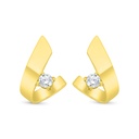 Sterling Silver 925 Earring Gold Plated Embedded With White Zircon