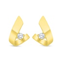 Sterling Silver 925 Earring Gold Plated Embedded With White Zircon