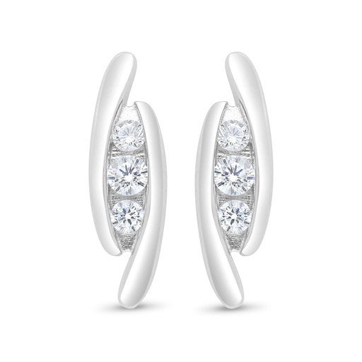 [EAR01WCZ00000C463] Sterling Silver 925 Earring Rhodium Plated Embedded With White Zircon