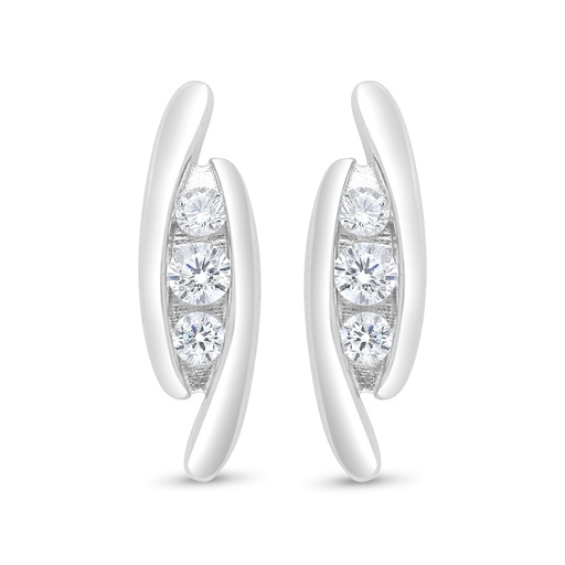 [EAR01WCZ00000C463] Sterling Silver 925 Earring Rhodium Plated Embedded With White Zircon