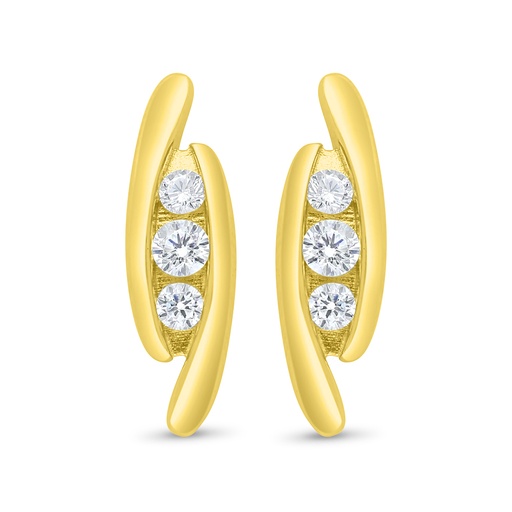[EAR02WCZ00000C463] Sterling Silver 925 Earring Gold Plated Embedded With White Zircon