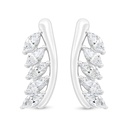 Sterling Silver 925 Earring Rhodium Plated Embedded With White Zircon