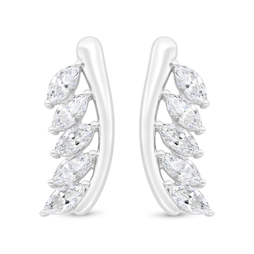 [EAR01WCZ00000C464] Sterling Silver 925 Earring Rhodium Plated Embedded With White Zircon