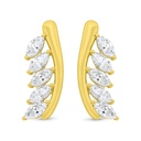 Sterling Silver 925 Earring Gold Plated Embedded With White Zircon
