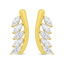 Sterling Silver 925 Earring Gold Plated Embedded With White Zircon