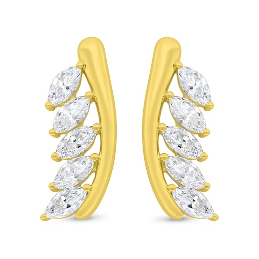[EAR02WCZ00000C464] Sterling Silver 925 Earring Gold Plated Embedded With White Zircon