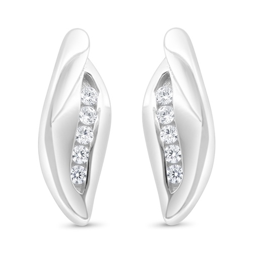 [EAR01WCZ00000C465] Sterling Silver 925 Earring Rhodium Plated Embedded With White Zircon