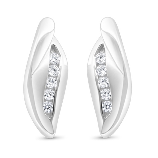 [EAR01WCZ00000C465] Sterling Silver 925 Earring Rhodium Plated Embedded With White Zircon
