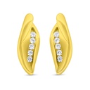 Sterling Silver 925 Earring Gold Plated Embedded With White Zircon