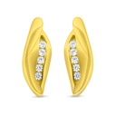 Sterling Silver 925 Earring Gold Plated Embedded With White Zircon