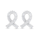 Sterling Silver 925 Earring Rhodium Plated Embedded With White Zircon