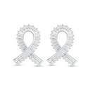 Sterling Silver 925 Earring Rhodium Plated Embedded With White Zircon