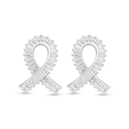 [EAR01WCZ00000C467] Sterling Silver 925 Earring Rhodium Plated Embedded With White Zircon
