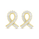 Sterling Silver 925 Earring Gold Plated Embedded With White Zircon
