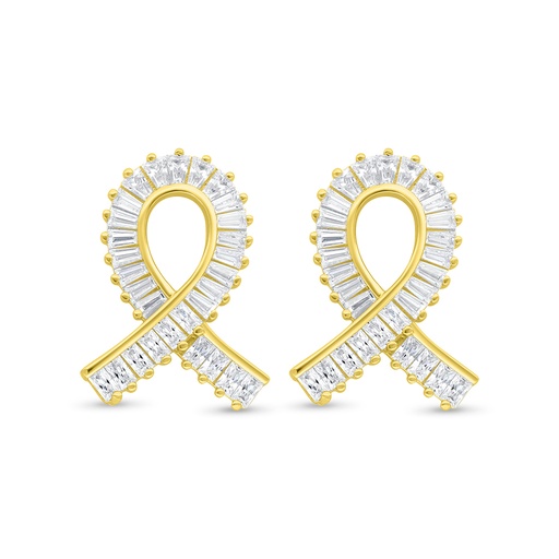 [EAR02WCZ00000C467] Sterling Silver 925 Earring Gold Plated Embedded With White Zircon