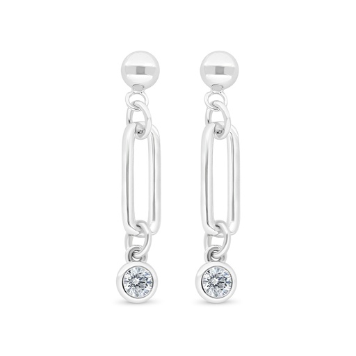 [EAR01WCZ00000C468] Sterling Silver 925 Earring Rhodium Plated Embedded With White Zircon