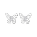 Sterling Silver 925 Earring Rhodium Plated Embedded With White Zircon