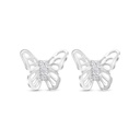 Sterling Silver 925 Earring Rhodium Plated Embedded With White Zircon