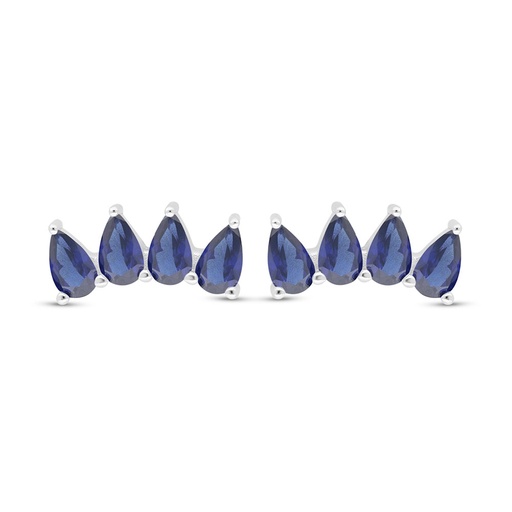 [EAR01SAP00000C470] Sterling Silver 925 Earring Rhodium Plated Embedded With Sapphire Corundum 