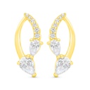 Sterling Silver 925 Earring Gold Plated Embedded With White Zircon
